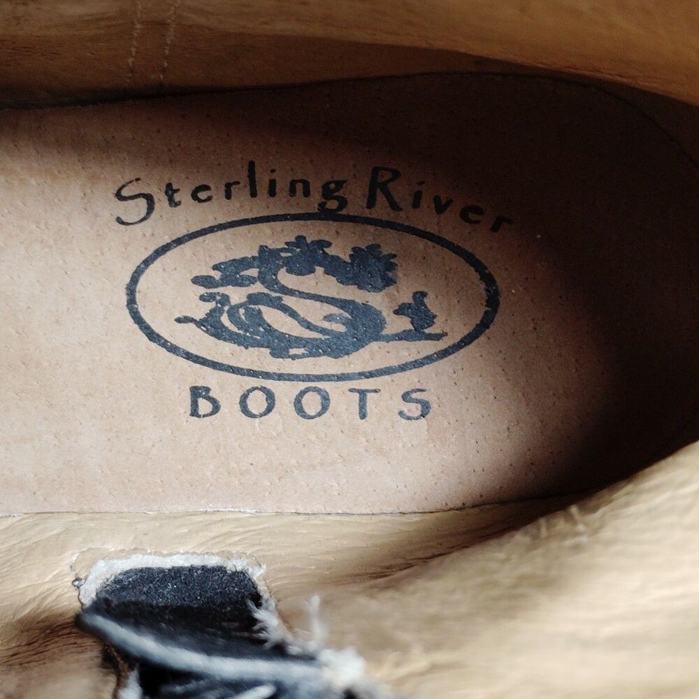 STERLING RIVER Size 11M Leather Ankle Cowboy Boots Gray Embroidered Vines - Picture 11 of 14